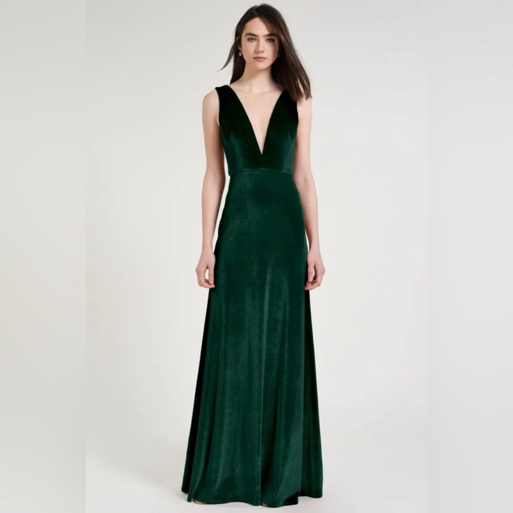 BHLDN Jenny Yoo Emerald Velvet Dress